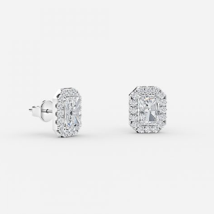 Radiant Lab Grown Diamond Halo Earring