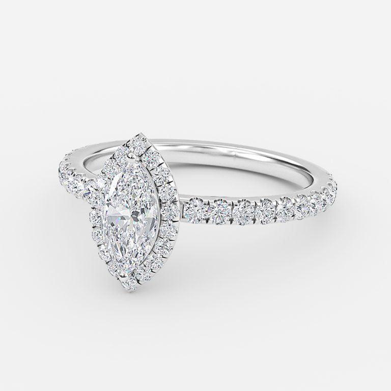 Nhẫn đính hôn kim cương nhân tạo Halo của Lillian Marquise