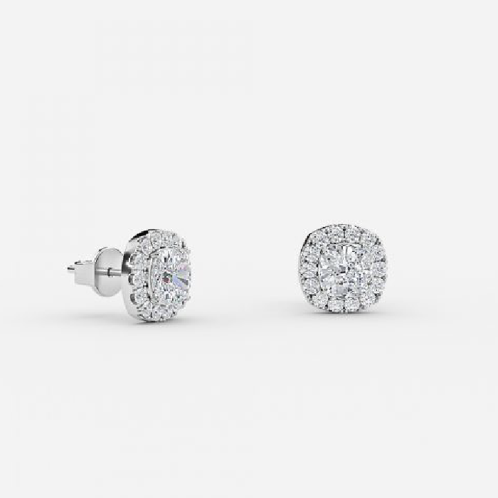 Cushion Lab Grown Diamond Halo Earring