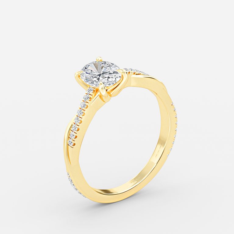 Nefereti Oval Diamond Band Lab Grown Diamond Engagement Ring