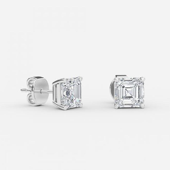 Asscher Lab Diamond Stud Earring