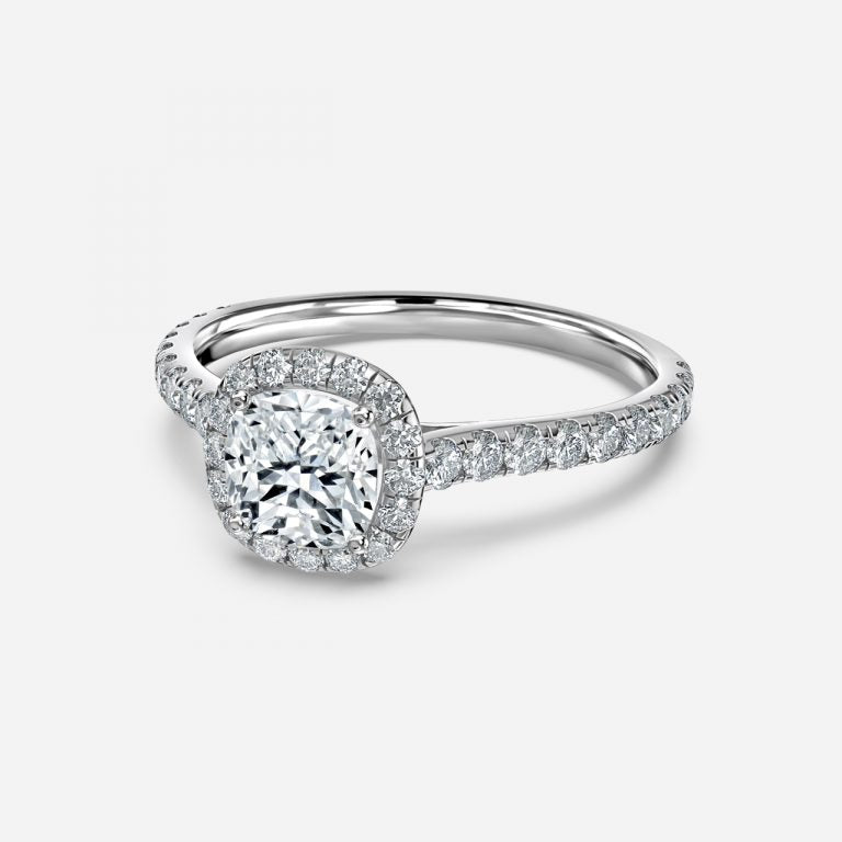 Henssy Cushion Halo Lab Grown Diamond Engagement Ring