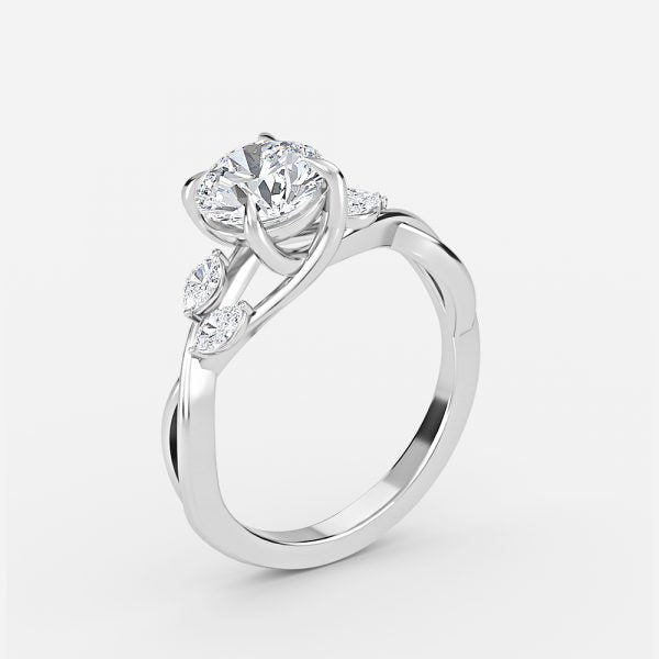 Aurora Round Lab Created Diamond Unique Engagement Ring