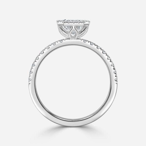 Nhẫn đính hôn kim cương nhân tạo Nefta Emerald Halo