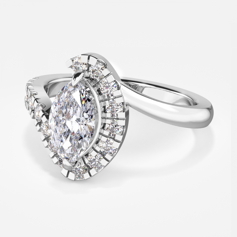 Neto Marquise Halo Lab Grown Diamond Engagement Ring