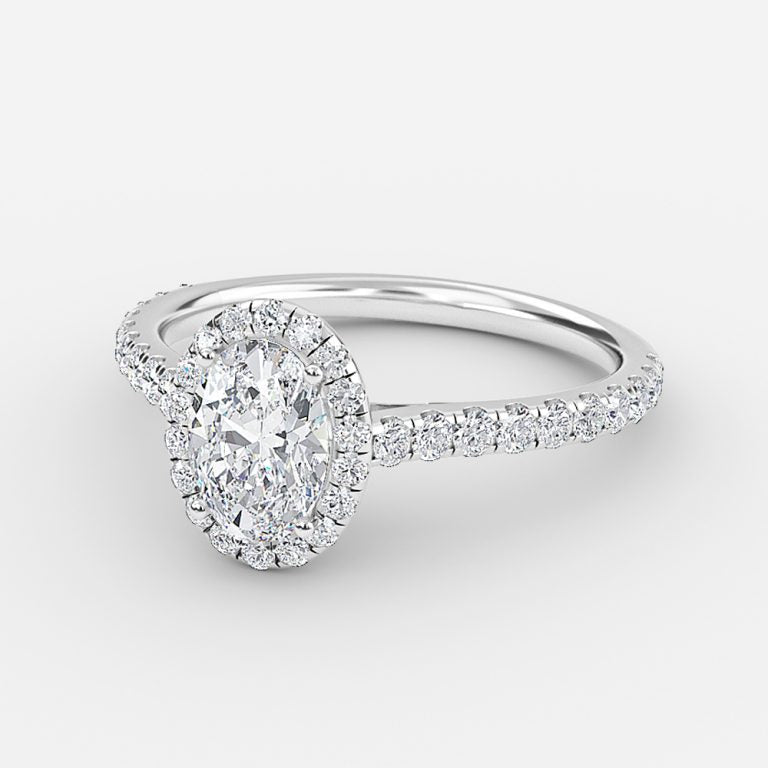 Henssy Oval Halo Lab Grown Diamond Engagement Ring