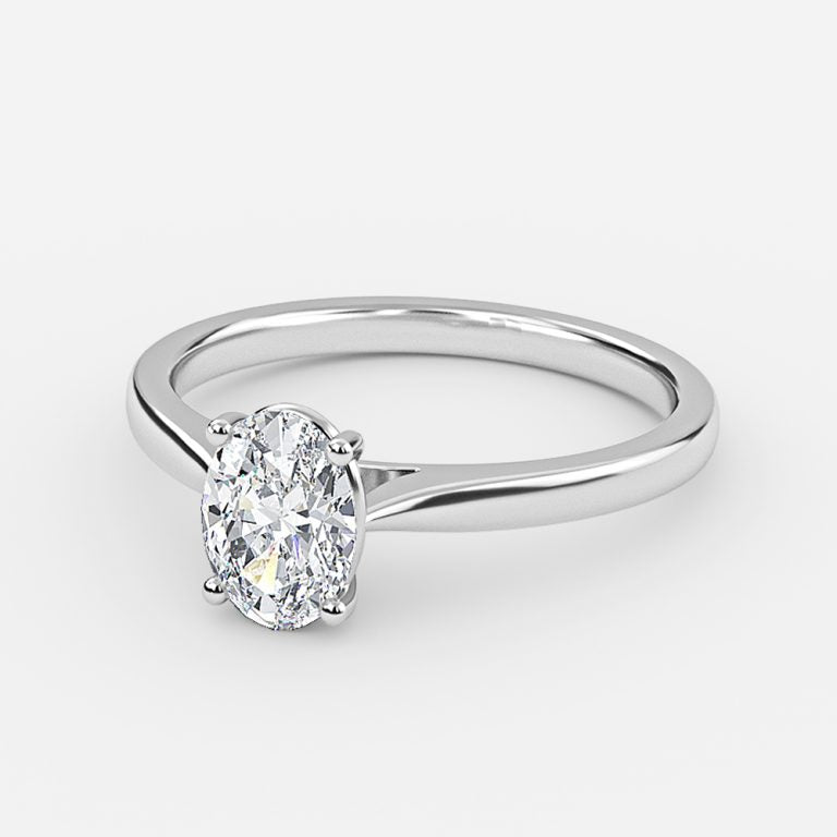 Lotus Plain Oval Solitaire Lab Grown Diamond Engagement Ring