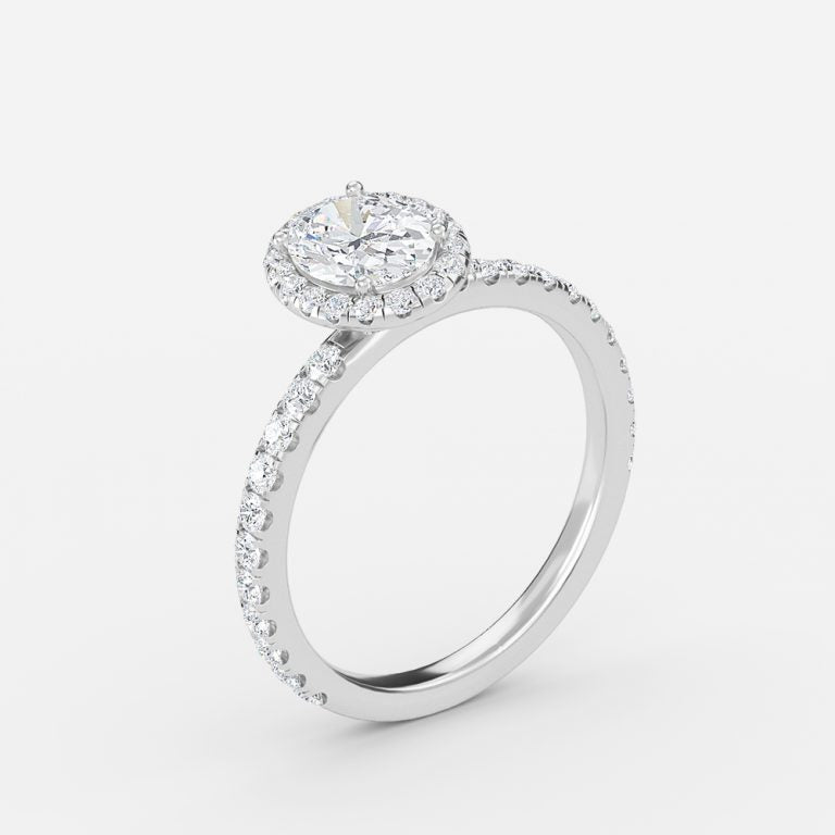 Nhẫn đính hôn kim cương nhân tạo Lillian Oval Halo