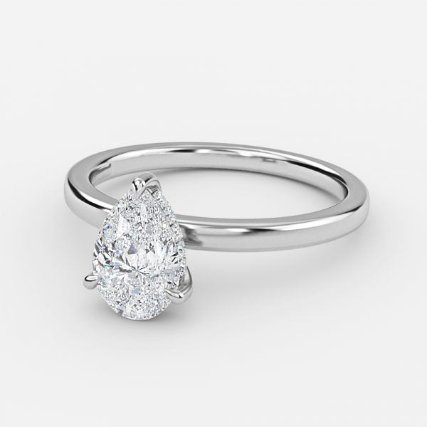 Essian Pear Hidden Halo Lab Grown Diamond Engagement Ring