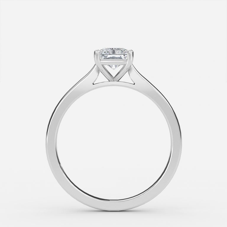Lotus Plain Radiant Solitaire Lab Grown Diamond Engagement Ring