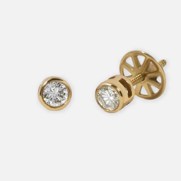 Round Diamond Bezel Stud Earrings