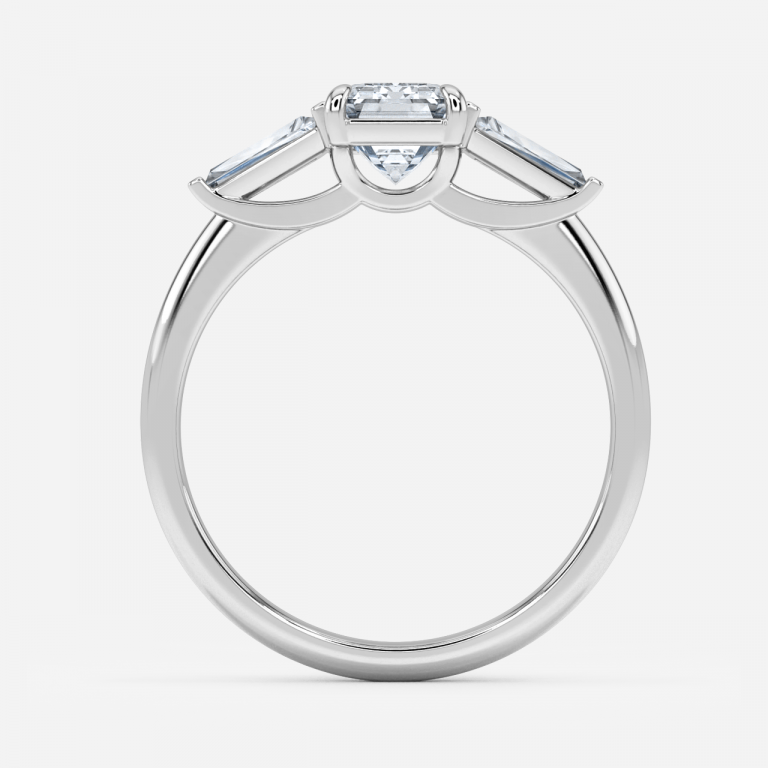 Geraldine Emerald Three Stone Lab Grown Diamond Engagement Ring