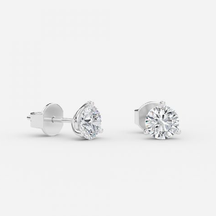 Round Martini Lab Diamond Stud Earring