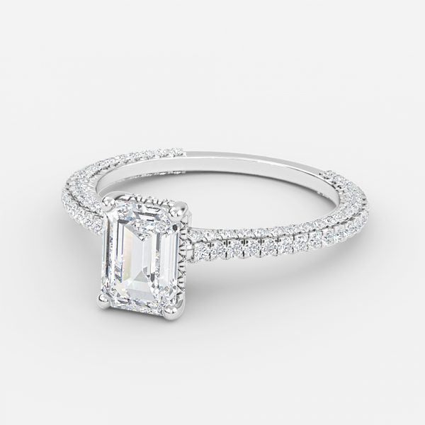 Nhẫn đính hôn kim cương nuôi cấy trong phòng thí nghiệm Iona Emerald Hidden Halo