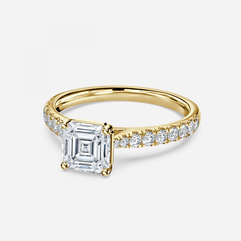 Aradia Asscher Lab Diamond Band Engagement Ring