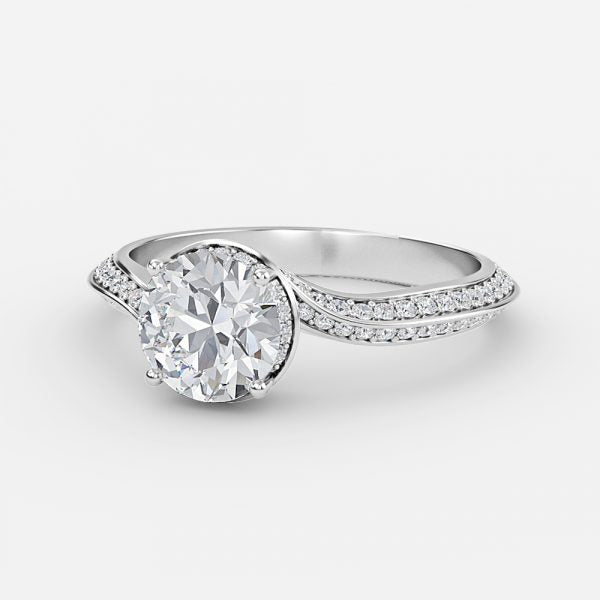 Nhẫn đính hôn kim cương nhân tạo Aria Round Hidden Halo