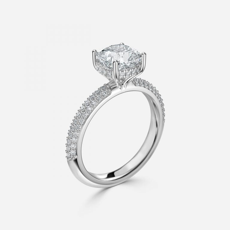Daisy Cushion Hidden Halo Lab Grown Diamond Engagement Ring
