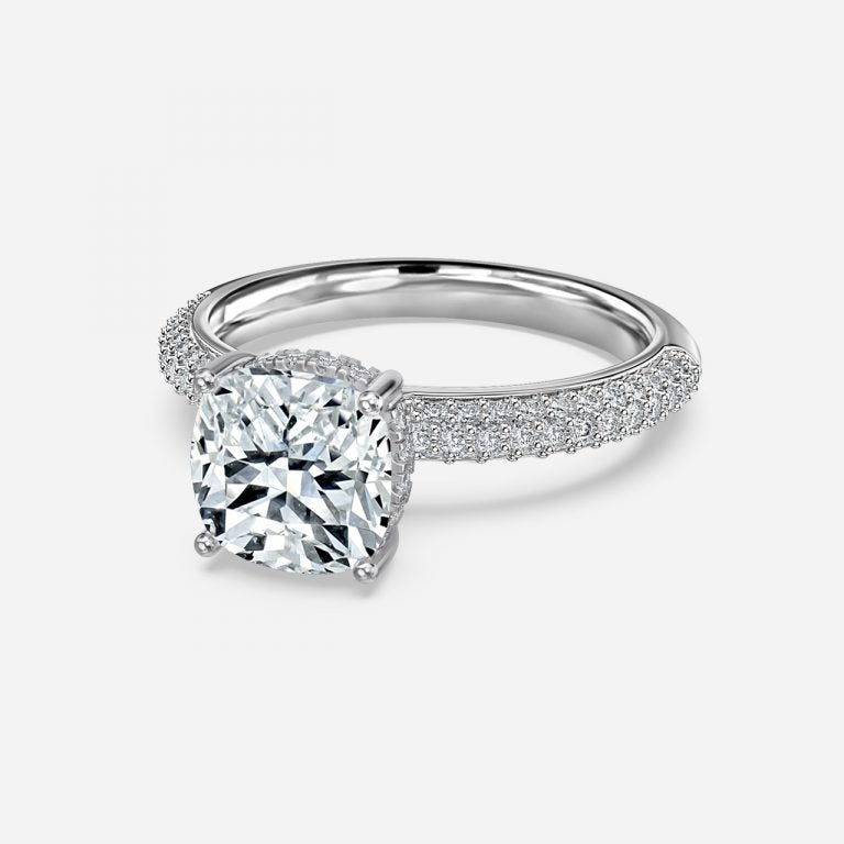 Daisy Cushion Hidden Halo Lab Grown Diamond Engagement Ring