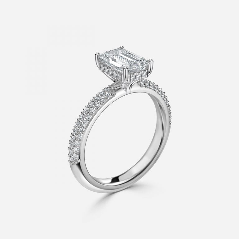 Daisy Emerald Hidden Halo Lab Grown Diamond Engagement Ring