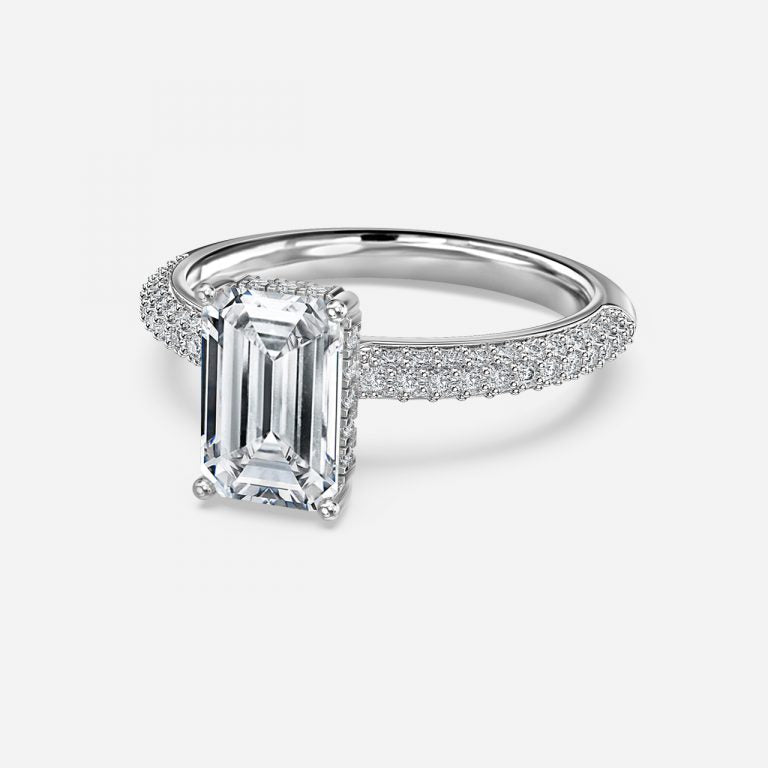Daisy Emerald Hidden Halo Lab Grown Diamond Engagement Ring