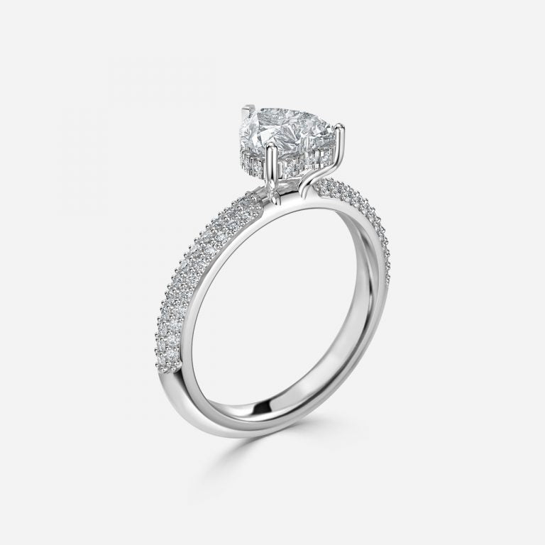 Daisy Heart Lab Created Diamond Hidden Halo Engagement Ring