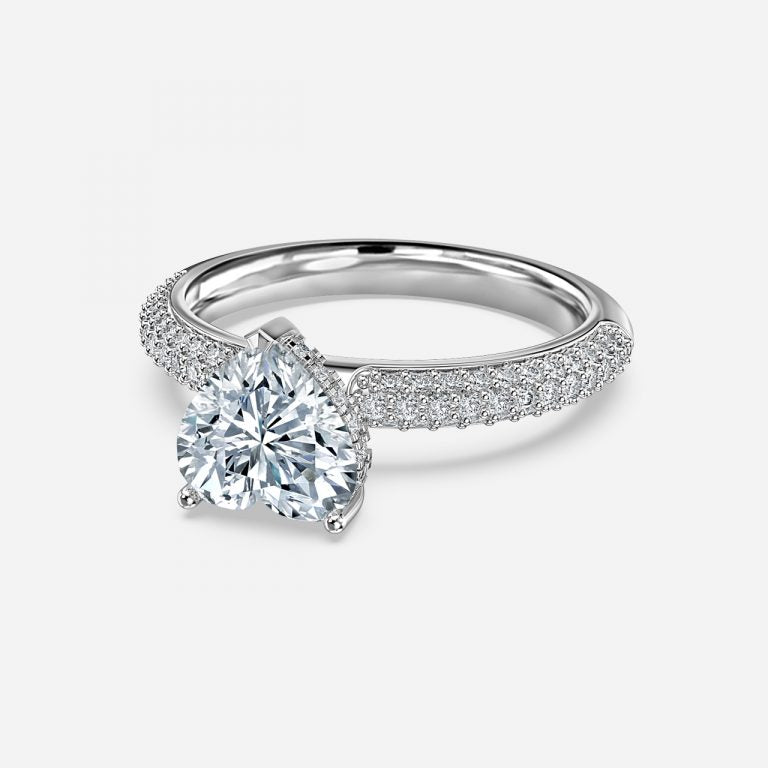 Daisy Heart Lab Created Diamond Hidden Halo Engagement Ring