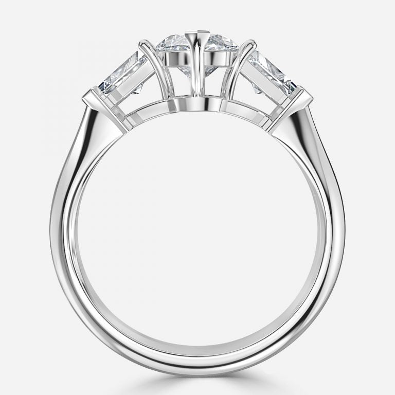 Delaila Marquise Three Stone Lab Diamond Engagement Ring