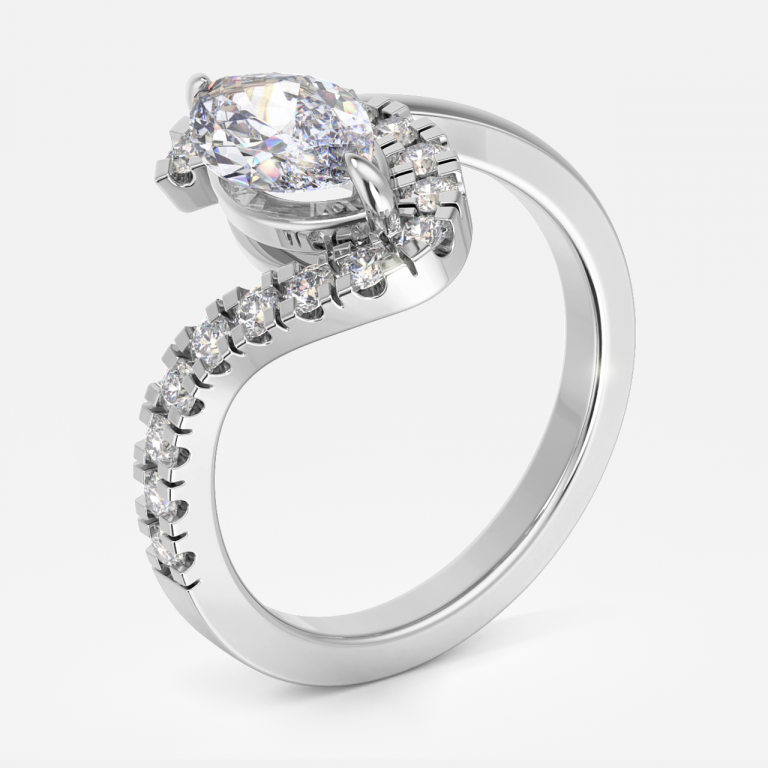 Neto Marquise Halo Lab Grown Diamond Engagement Ring