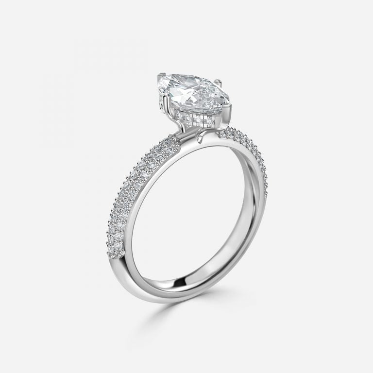 Daisy Marquise Hidden Halo Lab Created Diamond Engagement Ring
