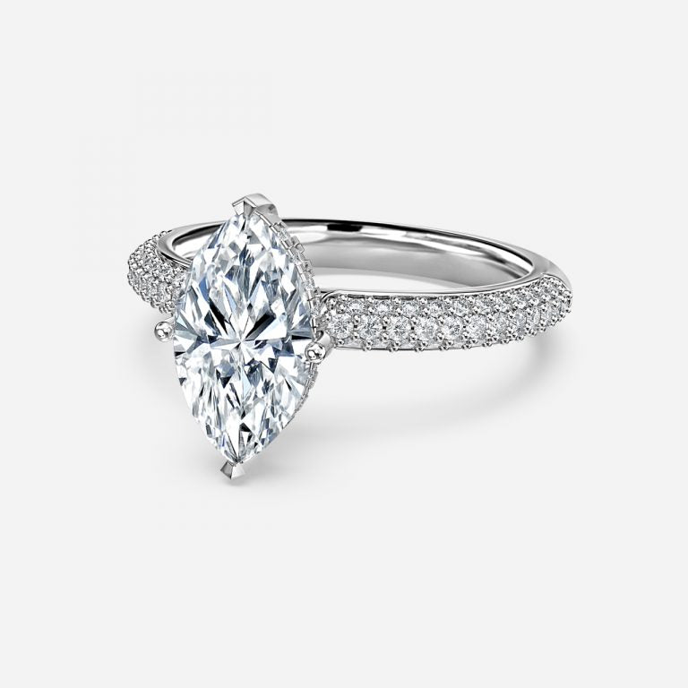 Daisy Marquise Hidden Halo Lab Created Diamond Engagement Ring