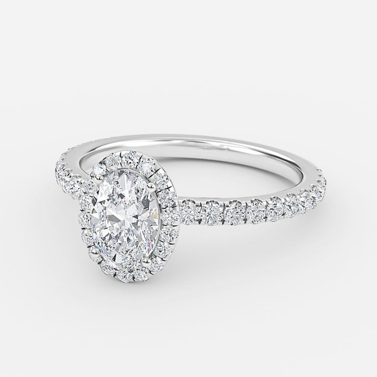 Nhẫn đính hôn kim cương nhân tạo Lillian Oval Halo