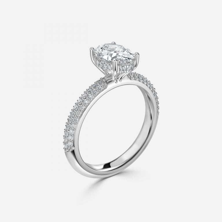 Daisy Oval Hidden Halo Lab Grown Diamond Engagement Ring