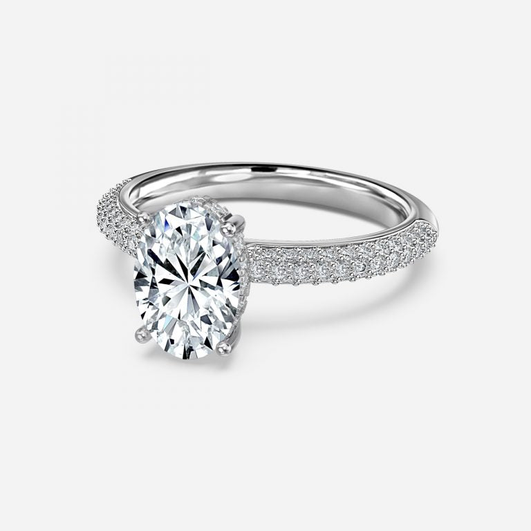 Daisy Oval Hidden Halo Lab Grown Diamond Engagement Ring