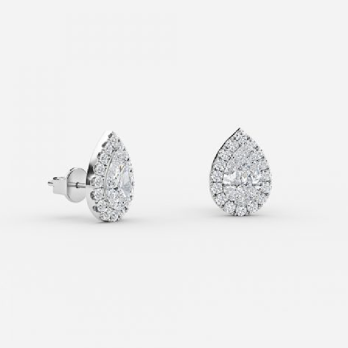 Pear Lab Grown Diamond Halo Earring