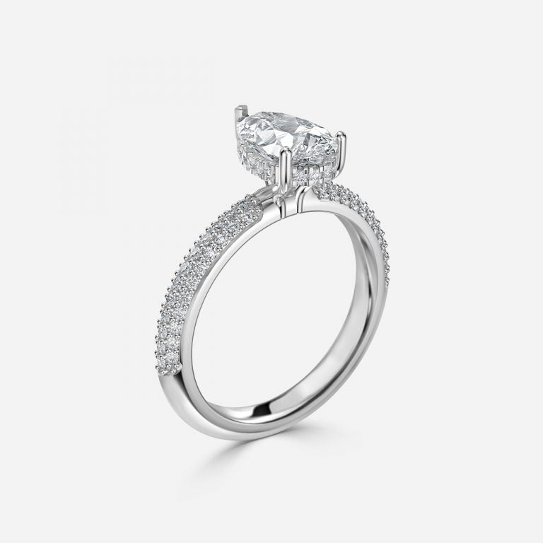 Daisy Pear Hidden Halo Lab Grown Diamond Engagement Ring