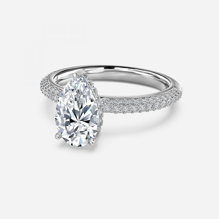 Daisy Pear Hidden Halo Lab Grown Diamond Engagement Ring