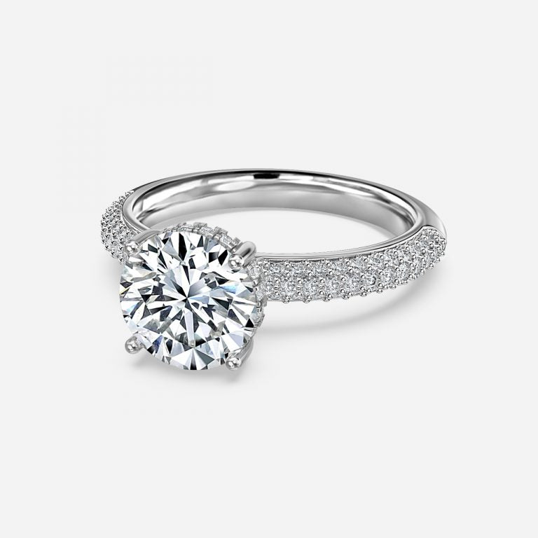 Daisy Round Lab Created Diamond Hidden Halo Engagement Ring