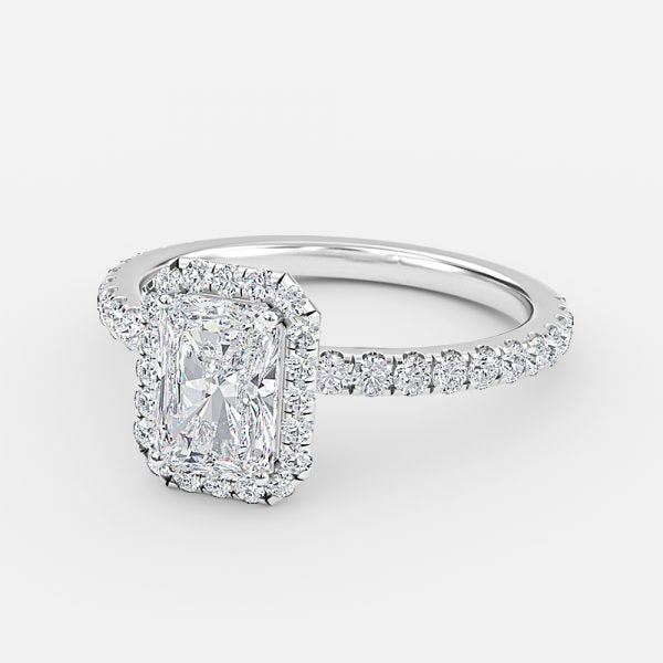 Nhẫn đính hôn kim cương nhân tạo Lillian Radiant Halo