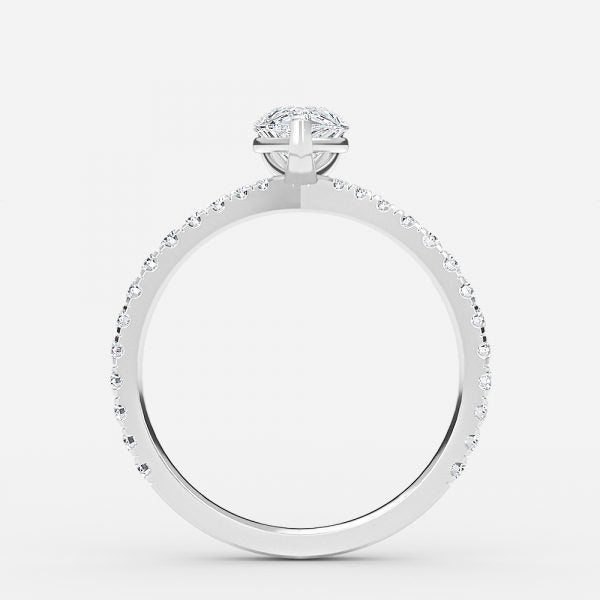 Crown Pear Side Diamond Engagement Ring