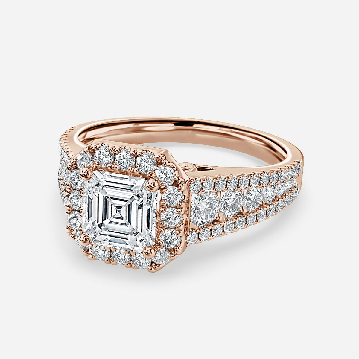 Nhẫn đính hôn kim cương nhân tạo Dalia Asscher Halo