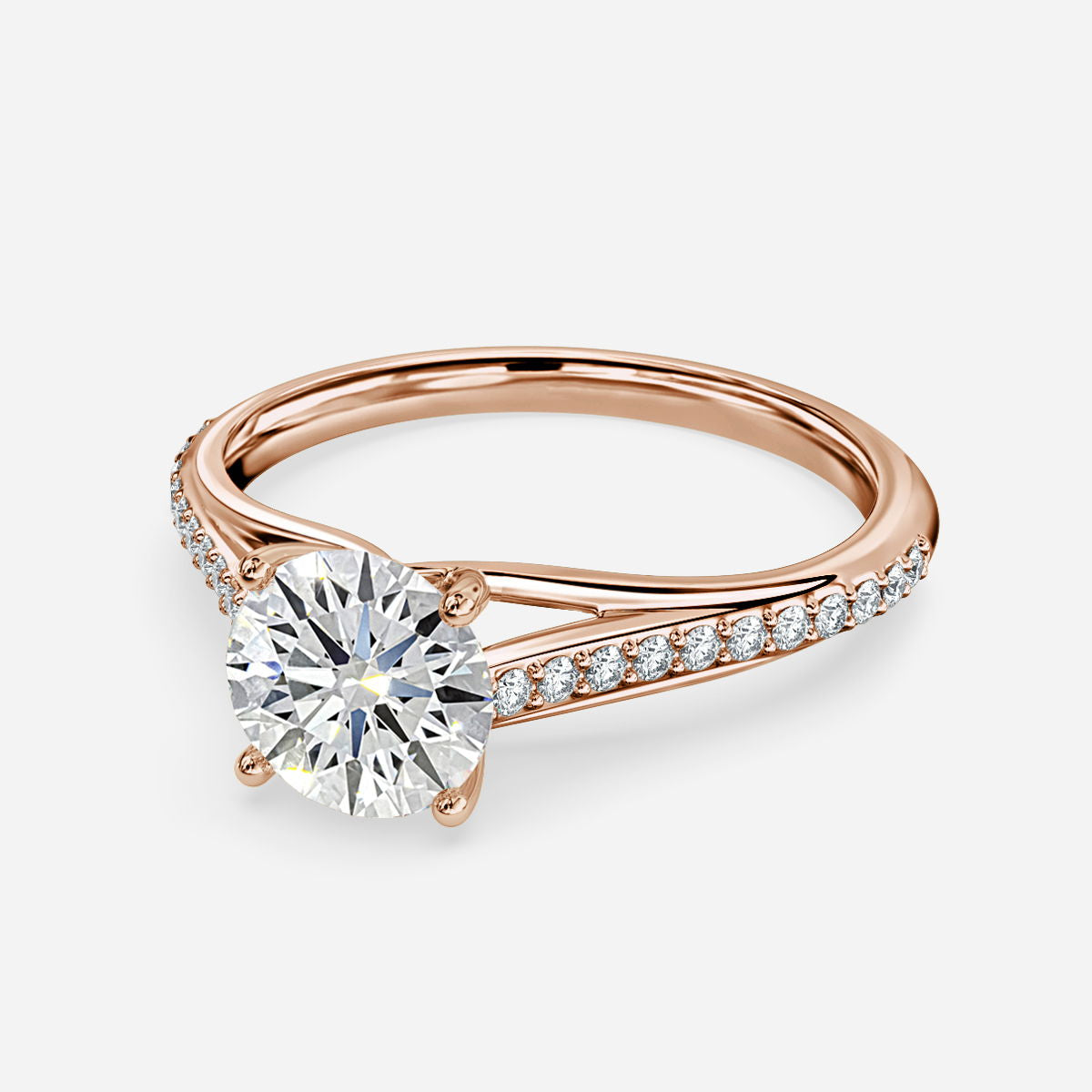 Heni Round Lab Grown Diamond Side Stone Engagement Ring