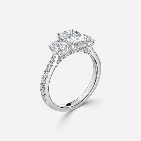 Diana Oval Three Stone Lab Grown Diamond Engagement Ring
