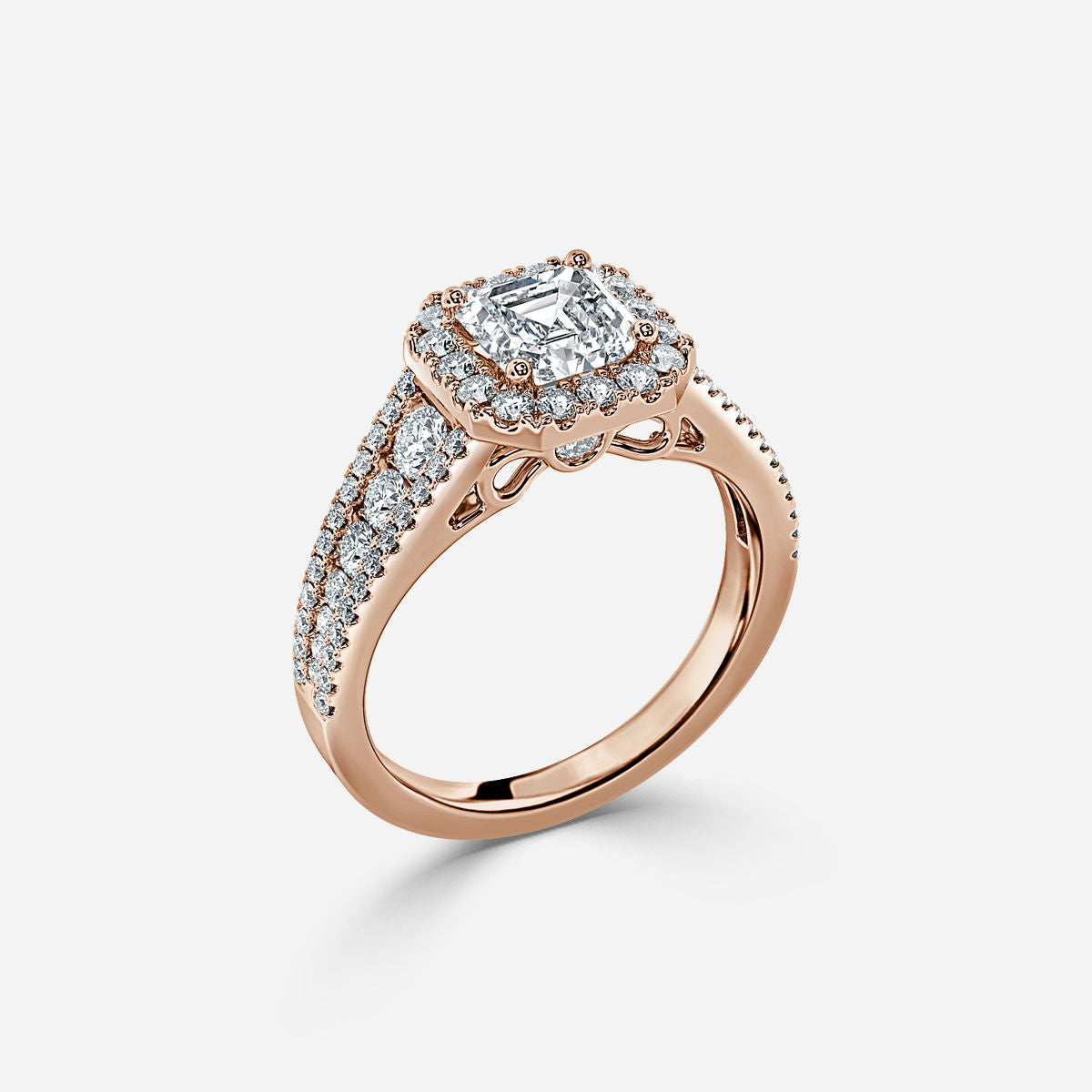 Nhẫn đính hôn kim cương nhân tạo Dalia Asscher Halo