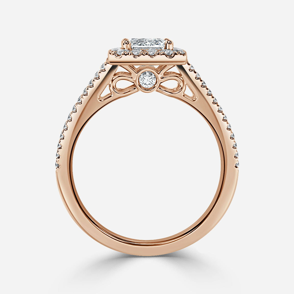 Nhẫn đính hôn kim cương nhân tạo Dalia Emerald Halo