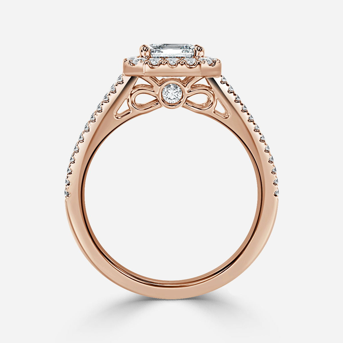 Nhẫn đính hôn kim cương nhân tạo Dalia Asscher Halo