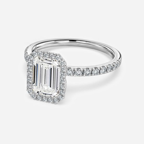 Nhẫn đính hôn kim cương nhân tạo Nefta Emerald Halo