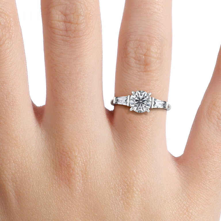 Geraldine Round Lab Created Diamond Three Stone Engagement Ring