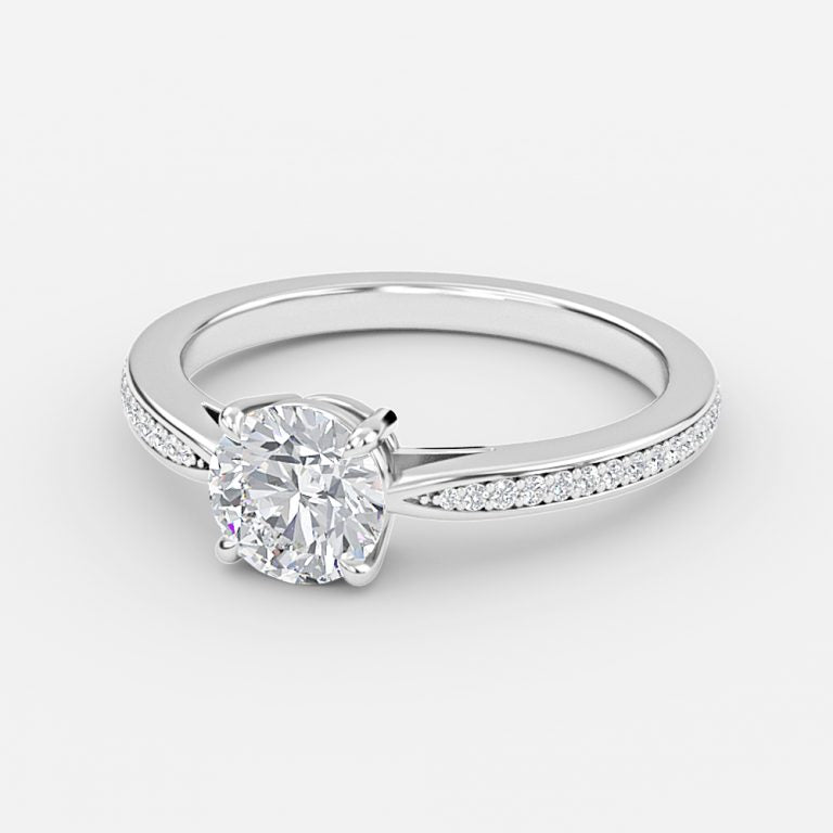 Fior Round Lab Grown Diamond Side Stone Engagement Ring