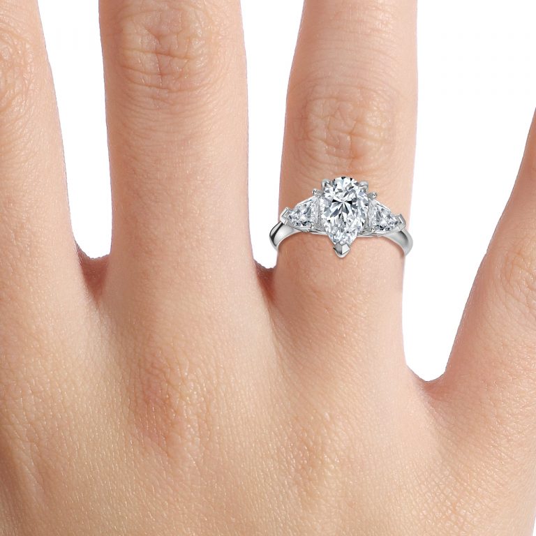 Delaila Pear Three Stone Lab Grown Diamond Engagement Ring