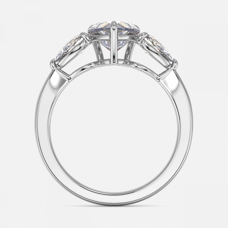 Nhẫn đính hôn kim cương nhân tạo ba viên Olina Heart